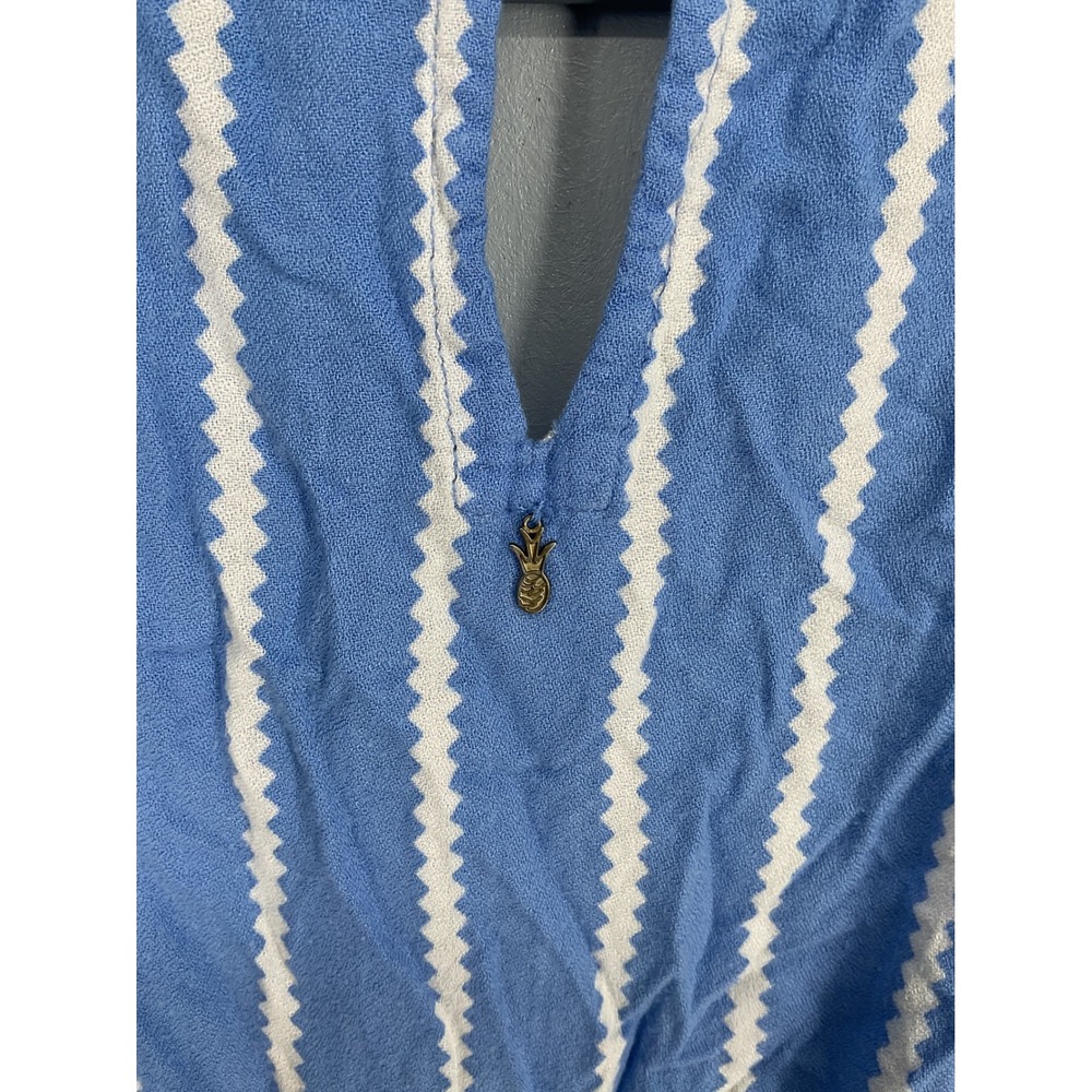 Beachgold Women Romper Blue White Striped Rayon Pineapple Charm Size Extra Small - Picture 7 of 11